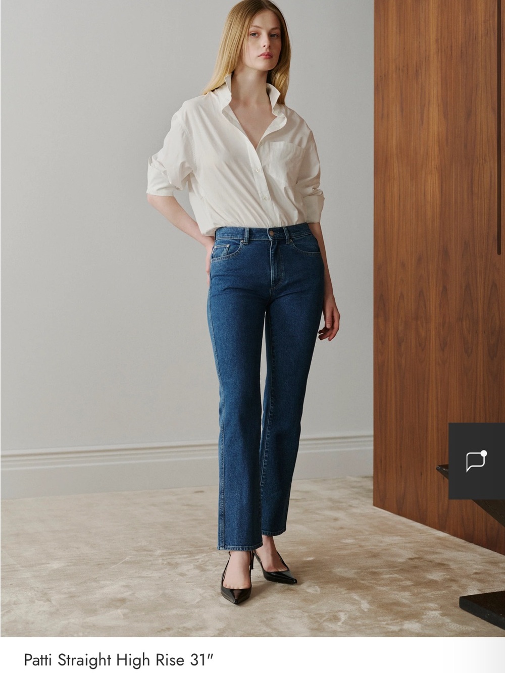 DL1961 Patti Straight High-Rise 31 inch Jeans - Indigo Blue - Picture 1 of 12